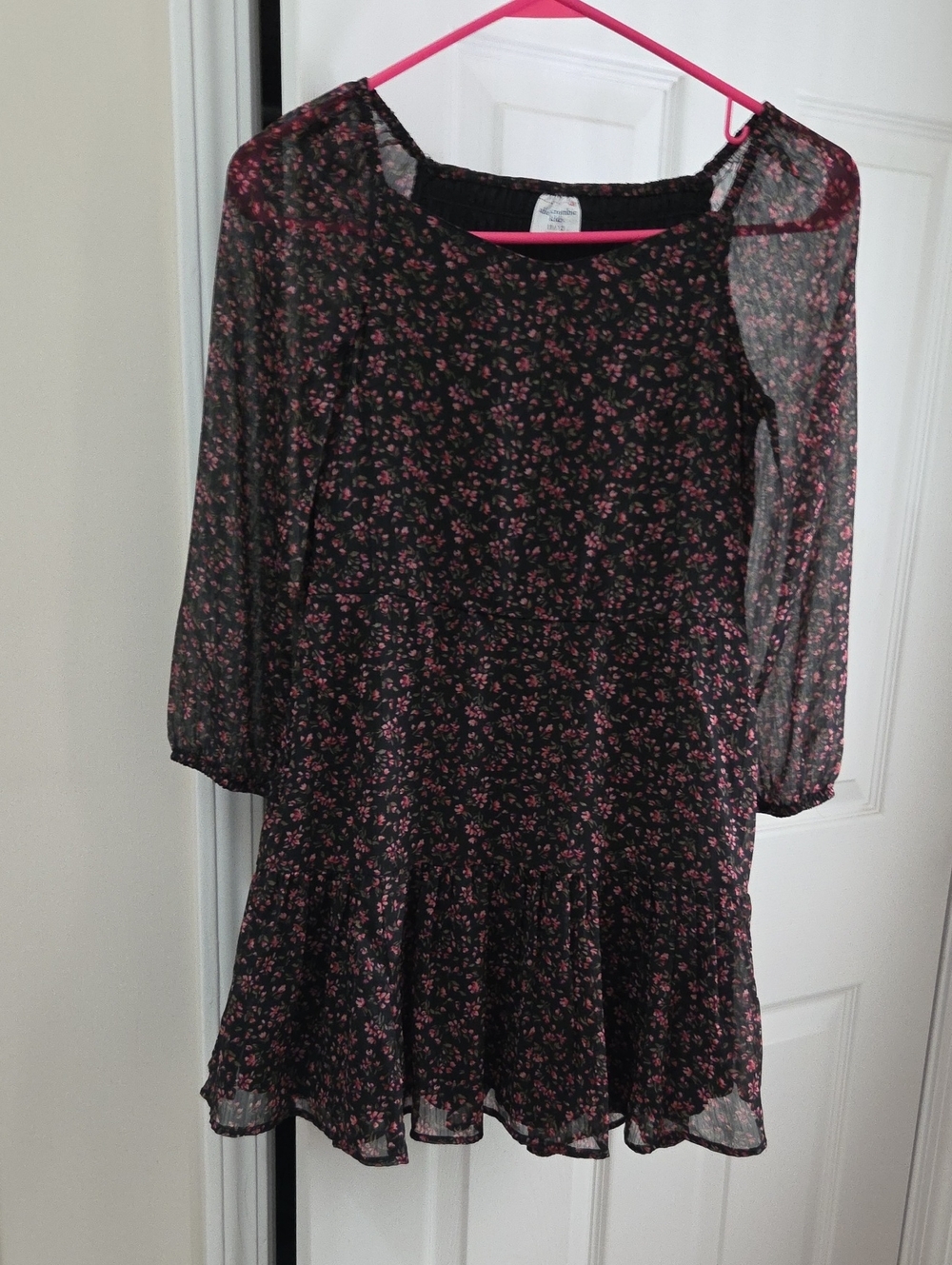 abercrombie kids Black Dress with Pink Floral Print
